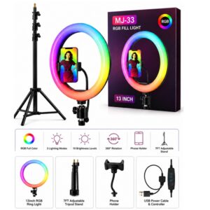 RGB Soft LED Ring Light 13 Inch MJ-33 With 7 FT Tripod Stand