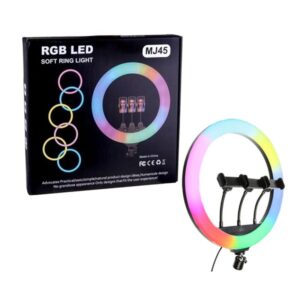 RGB Soft LED Ring Light 18 Inch MJ45 with 3 Phone Holder - Image 2