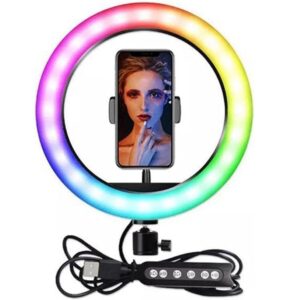 RGB Soft LED Ring Light 18 Inch MJ45 with 3 Phone Holder - Image 3