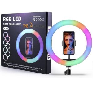 RGB Soft LED Ring Light 18 Inch MJ45 with 3 Phone Holder - Image 5