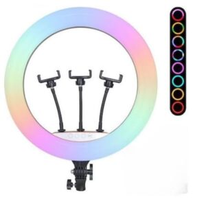 RGB Soft LED Ring Light 18 Inch MJ45 with 3 Phone Holder with 7 Feet Stand - Image 8