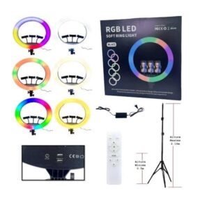 RGB Soft LED Ring Light 18 Inch MJ45 with 3 Phone Holder with 7 Feet Stand - Image 10