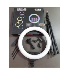 RGB Soft LED Ring Light 18 Inch MJ45 with 3 Phone Holder with 7 Feet Stand - Image 11