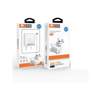 WUW T75 20W Type C+18W USB Fast Charging Output with Type C to Lightning Cable Charger - Image 4