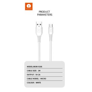 WUW X166 2A USB TO Micro Fast Charging Data Cable (1 Meter) - Image 4