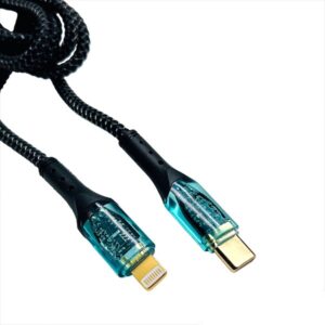 WUW X186 PD 20W Type-C to Lightning Fast Charging Braided Platinum Pin Data Cable 1 Meter - Image 2