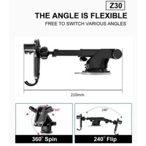 WUW Z30 Automatically Wireless Fast Charging 15W 360° Center Console in Car- Holder - Image 10