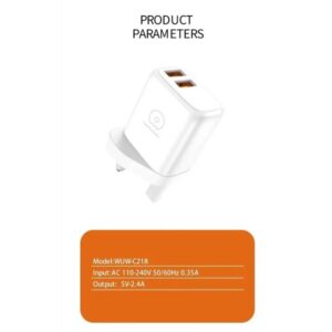 Wuw C218 2.4A Dual USB 3 Pin Fast Charging Adapter Dock - Image 2