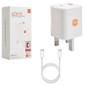 Xiaomi GaN 67W PD Fast Charging Adaptor UK 3 Pin Charger with Type C Cable