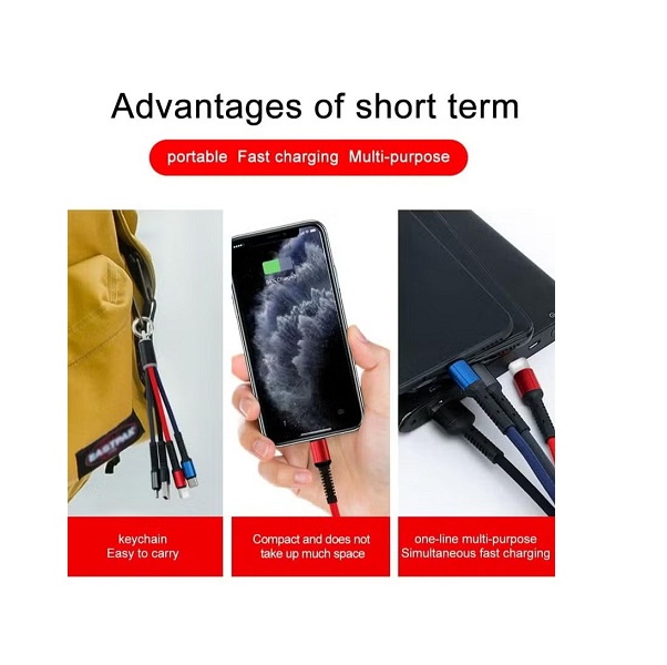 4 in 1 Fast Charging Cable with Keychain (USB +Micro + Lightning + Type-C) 8