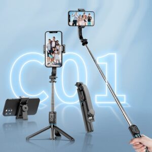 C01 Portable 360-degree Rotating Phone Selfie Stick with Remote Control Mini Split Phone Clip Camera Tripod - Image 2
