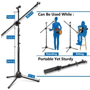 Collapsible Tripod Boom Mic Microphone Stands with 2 Mic Clip Holders - Image 5