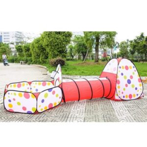Kids 3 in 1 Crawling Tunnel and Ball Pit with Outdoor Hoop Basketball Tent with Zipper Storage Bag (0671) - Image 3