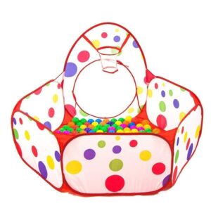 Kids 3 in 1 Crawling Tunnel and Ball Pit with Outdoor Hoop Basketball Tent with Zipper Storage Bag (0671) - Image 7