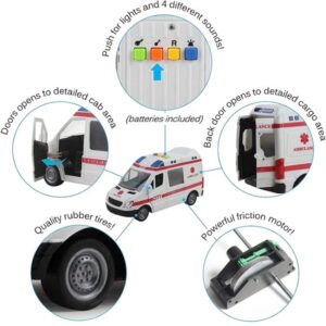 Kids Toy Emergency Rescue Ambulance Vehicle With Flashing Light And Sound (0018) - Image 9