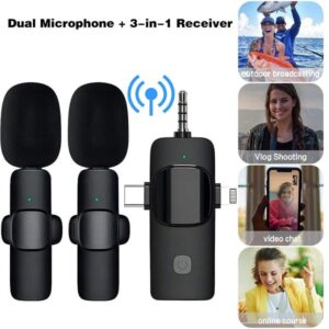K15 3 in 1 Dual Microphone Type C | iPhone Lightning | 3.5mm Audio Jack Transmission Wireless Microphone - Image 8