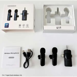 K15 3 in 1 Dual Microphone Type C | iPhone Lightning | 3.5mm Audio Jack Transmission Wireless Microphone - Image 3