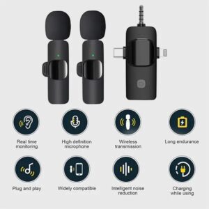 K15 3 in 1 Dual Microphone Type C | iPhone Lightning | 3.5mm Audio Jack Transmission Wireless Microphone - Image 5