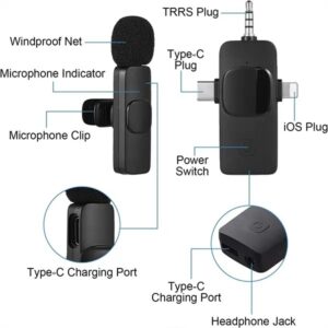 K15 3 in 1 Dual Microphone Type C | iPhone Lightning | 3.5mm Audio Jack Transmission Wireless Microphone - Image 7