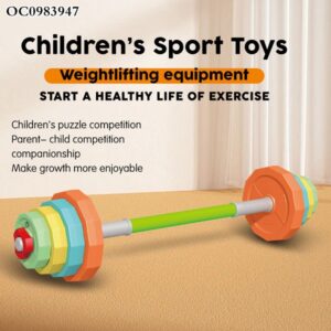 Kids Toy Colorful Sport Training Gym Add Water Weightliftings Plastic Barbell (0398) - Image 3
