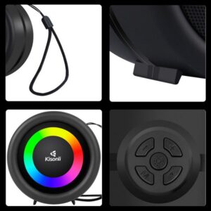 Kisonli S16 Bluetooth Music Speaker With Colorful RGB LED Lights High Quality Radio USB | Bluetooth | TF Card | FM - Image 4