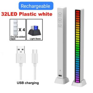 LED RGB Bar Strip Spectrum Audio Indicator Music Sound Control Lamp Music Atmosphere Light (Rechargeable)