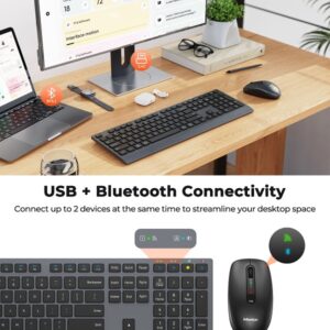 Meetion C2000 Wireless + Bluetooth + Rechargeable Keyboard and Mouse Combo - Image 3