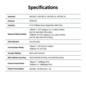 8 Port Network Switch PIX-LINK SW08 10/100Mbps - Image 9