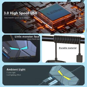 RGB 4 Port USB C Hub 3.0 USB Splitter USB Extender - Image 4