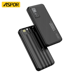 Aspor A300 10000mAh  4 In 1 Built-in Cables Fast Charging Power Bank - Image 2