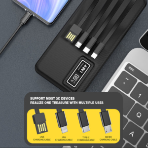 Aspor A300 10000mAh  4 In 1 Built-in Cables Fast Charging Power Bank - Image 3