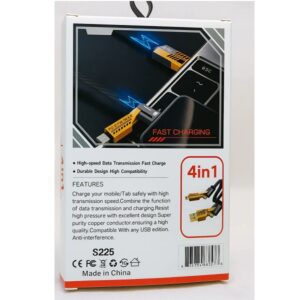 Flat Wire 4-in-1 Cable – Multi-Function Fast Charging & Data Transfer Cord (USB-A & Type-C Input | Type-C & Lightning Output | 65W/27W Power) - Image 4