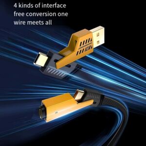 Flat Wire 4-in-1 Cable – Multi-Function Fast Charging & Data Transfer Cord (USB-A & Type-C Input | Type-C & Lightning Output | 65W/27W Power) - Image 8