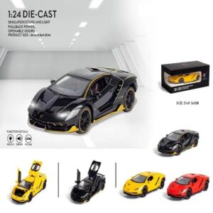 Kids Toy Lamborghini 1:24 Diecast Metal Pullback Racing Car with Openable Doors & Light (0725) - Image 2