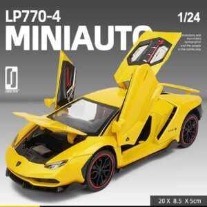 Kids Toy Lamborghini 1:24 Diecast Metal Pullback Racing Car with Openable Doors & Light (0725) - Image 4