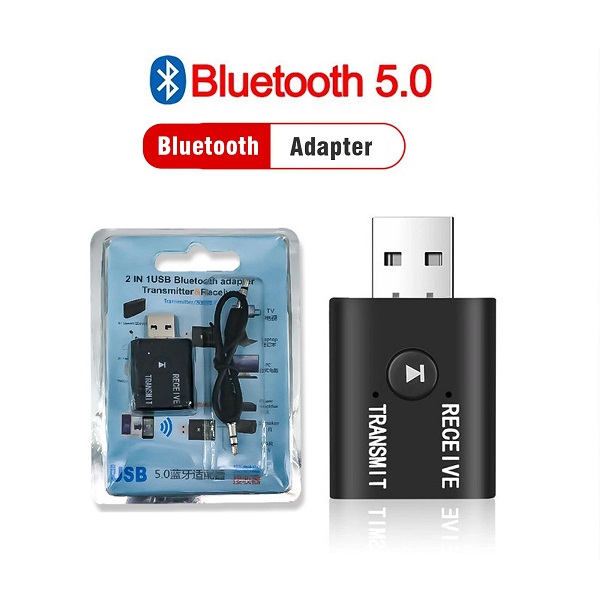 USB Bluetooth 5.0 Audio Transmitter Receiver Adapter for TV PC Car AUX-Speaker PC 1