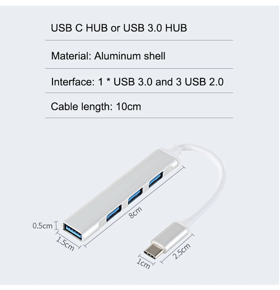 USB C Hub 4 Port 3.0 Type C USB Multi-Port Hub 11