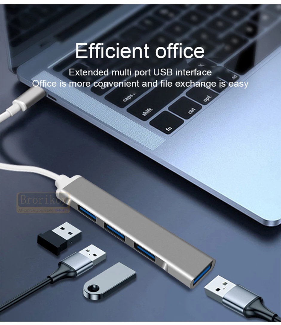 USB C Hub 4 Port 3.0 Type C USB Multi-Port Hub 7
