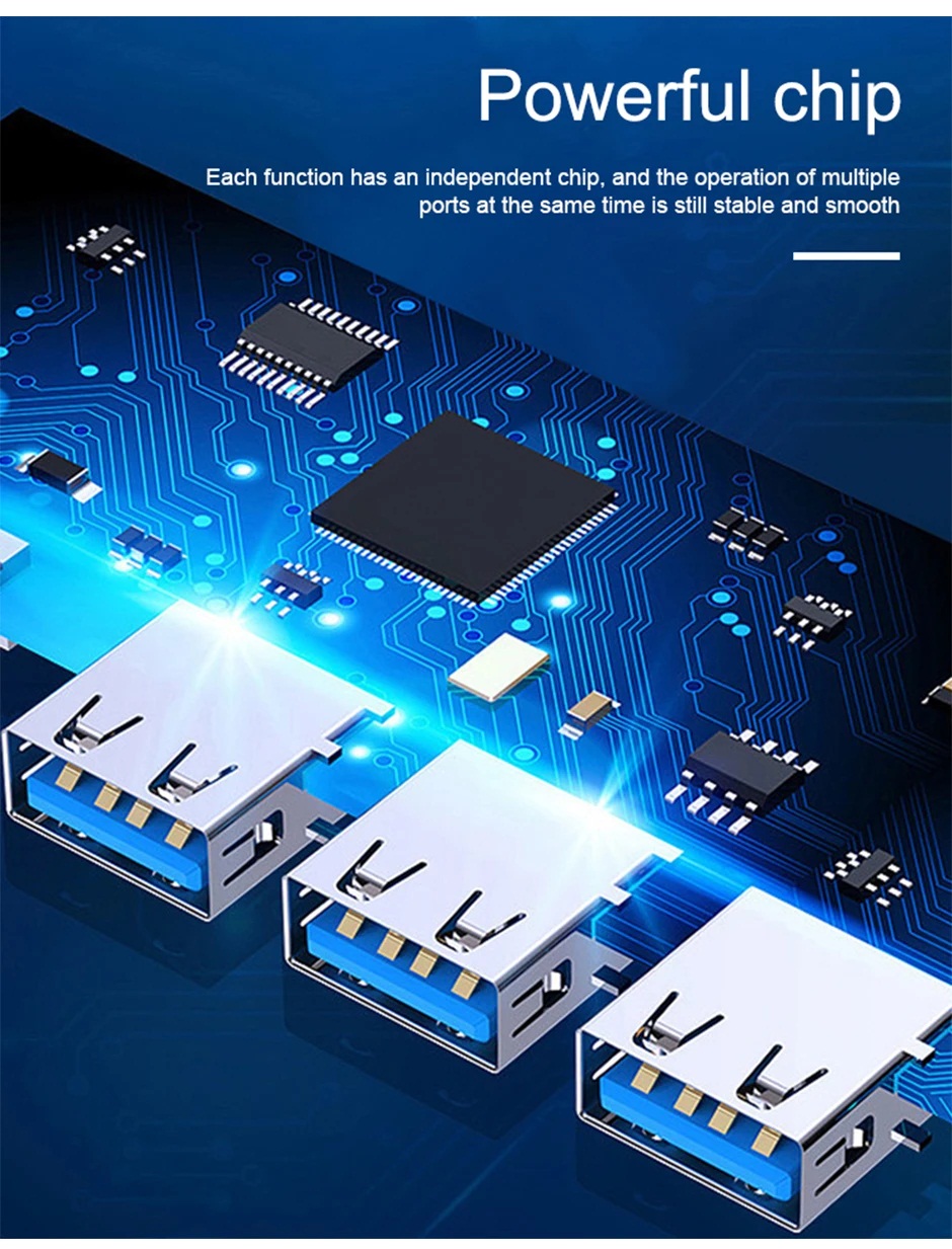 USB C Hub 4 Port 3.0 Type C USB Multi-Port Hub 9