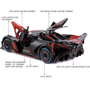 Bugatti Bolide 1:24 Metal Alloy Openable Doors with Music & Lights Pull Back FireStar Die Cast Toy Car (0539) - Image 4