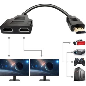 HDMI Male to 2 HDMI Female 1 In 2 Out Splitter Converter Adapter - Image 5