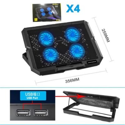 Laptop Fan Module Laptop Cooling Fan Slim Design 4 LED Fans with 2 USB Ports 17 Inches ...