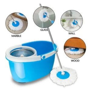 360° Rolling Spin Mop with Stainless Steel Bucket