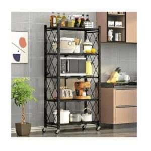 5 Layer Foldable Carbon Steel Rack with Wheels - Image 1