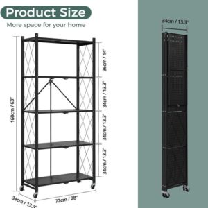 5 Layer Foldable Carbon Steel Rack with Wheels - Image 2
