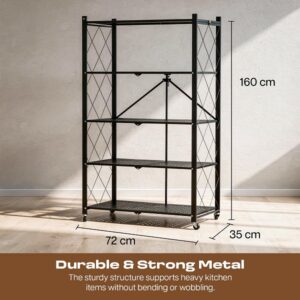 5 Layer Foldable Carbon Steel Rack with Wheels - Image 4