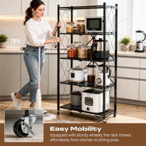 5 Layer Foldable Carbon Steel Rack with Wheels - Image 8