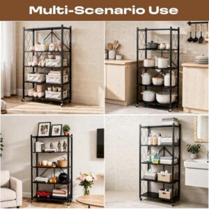 5 Layer Foldable Carbon Steel Rack with Wheels - Image 9
