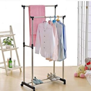 Adjustable Double Pole Clothes Hanger Stand