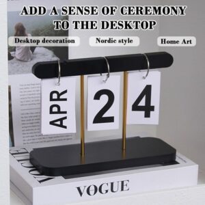 Desktop Wooden Perpetual Manual Flip Calendar - Image 2